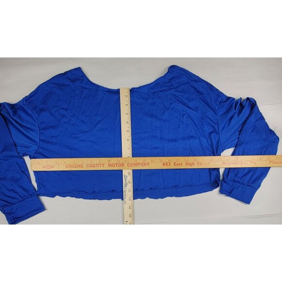 Crop Top Blue Long Sleeve Womens Large 100% Polyester New in Bag - Picture 7 of 7